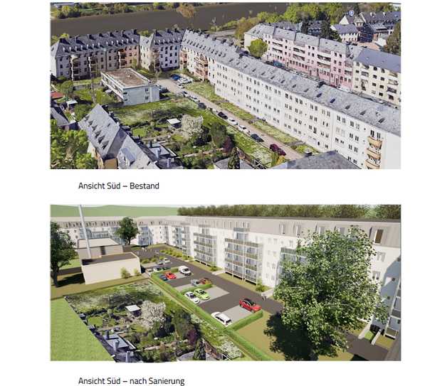 Die alten Dächer wird komplett zurückgebaut und es sollen neue Dachgeschosse mit insgesamt 19 neuen Wohneinheiten entstehen.