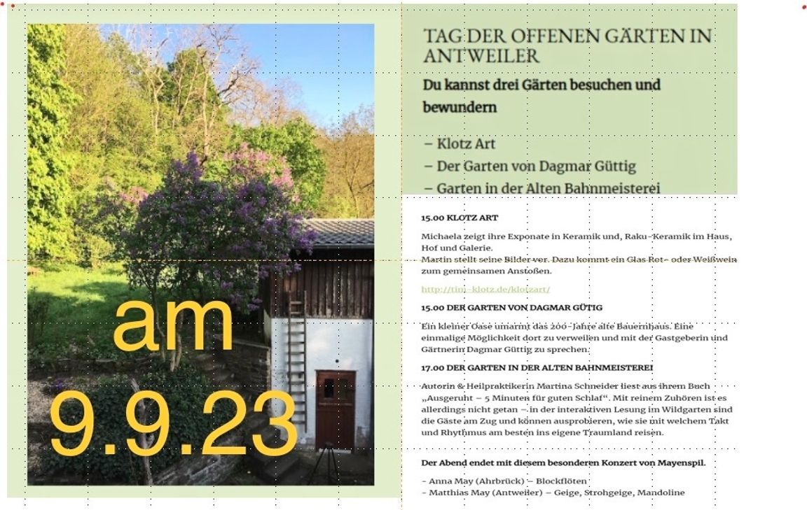 Samstag, den 9.9.2023
Anmeldung unter www.offeneahr.de