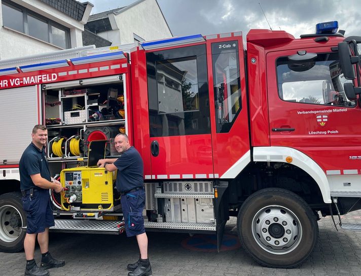 Christian Funk (links) und Stefan Müller sind die Feuerwehrgerätewarte der VG Maifeld.