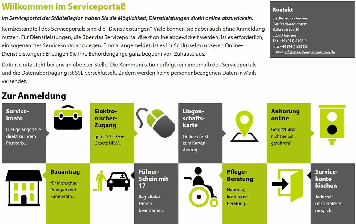 Landrat Günter Rosenke und Projektleiter Andreas Winkler zeigen sich überzeugt vom neuen digitalen Angebot der Kreisverwaltung. Foto: W. Andres, Kreis Euskirchen