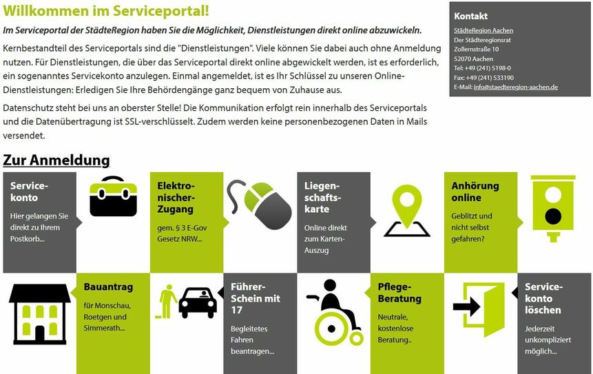 Landrat Günter Rosenke und Projektleiter Andreas Winkler zeigen sich überzeugt vom neuen digitalen Angebot der Kreisverwaltung. Foto: W. Andres, Kreis Euskirchen