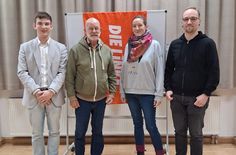 Der Sprecher*innenrat (Vorstand) der neu gegründeten Basisgruppe (v.l.n.r.): Tim Hartenfels, Dieter Glogowski, Anika Gipp, Leon Giesen.
