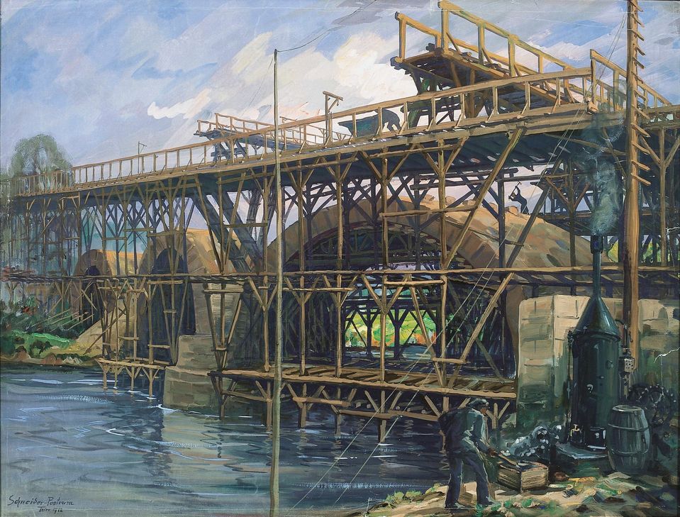 "Die Kaiser-Wilhelm-Brücke im Bau", 1912 Foto: Stadtmuseum Simeonstift