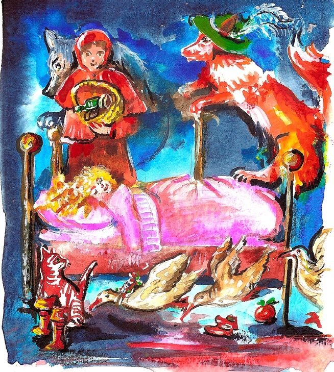 Eine Welt voll Abenteuer, / Ob im Bett, am Lagerfeuer / Feenreich und Märchenwesen, / Selbst erträumt und vorgelesen, / Lässt die Kinder glücklich träumen, / Was wir Alten oft versäumen, / Bücher schenken eine Welt, / In der Traum und Liebe zählt.     Maf Räderscheidt