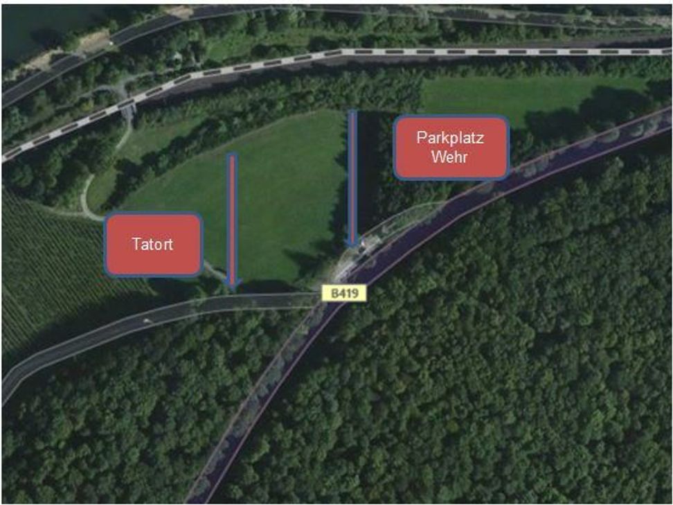 Der Tatort liegt zwischen Wincheringen und Palzem. Foto: Polizei