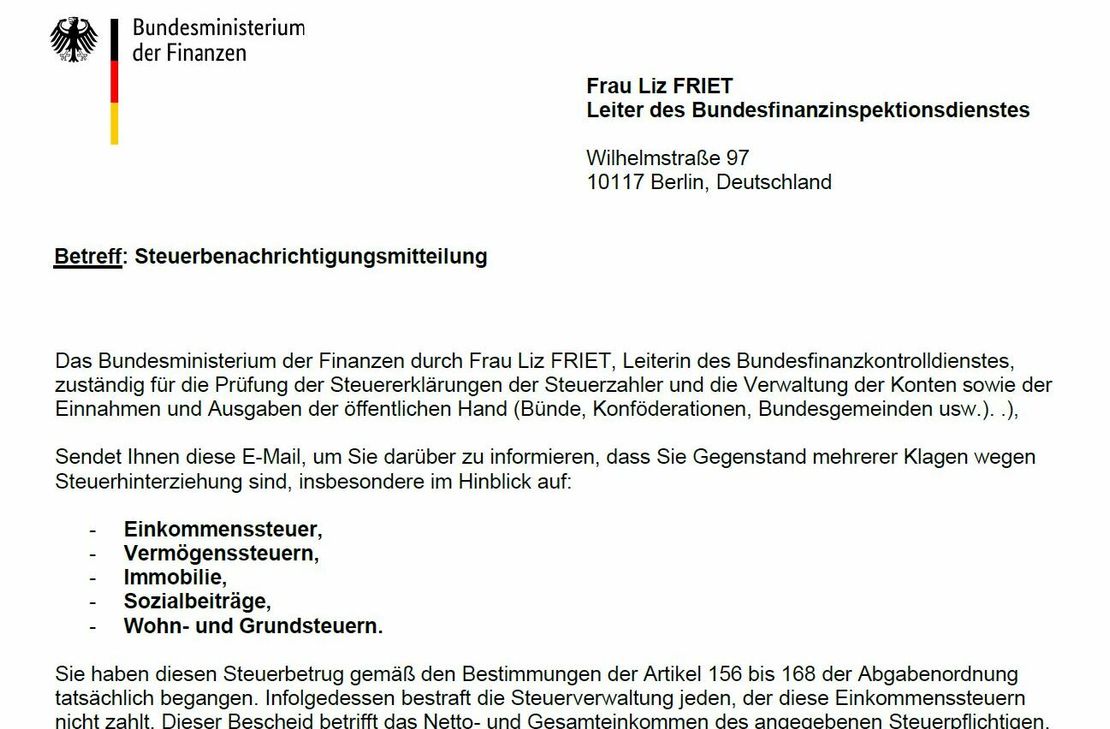 Betrugsschreiben.