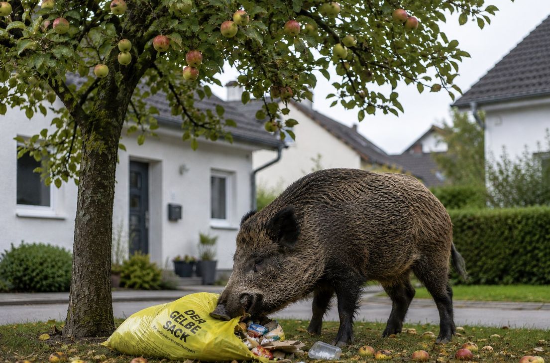 Vor allem Gelbe Säcke und Fallobst stellen für Wildschweine eine leicht zugängliche Futterquelle dar.