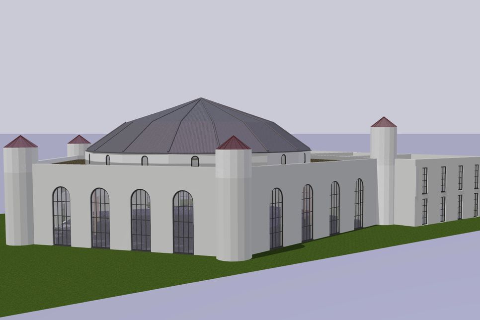 Die geplante neue Moschee der DITIB Türkisch Islamischen Gemeinde Bad Kreuznach in der Seitenansicht.
