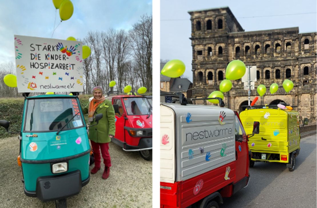 Fotos der Aktion 2023, links: Elisabeth Schuh, Gründerin und 2. Vorsitzende der Nestwärme