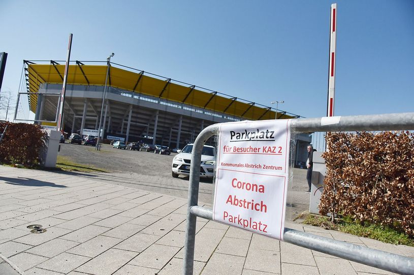 Das neue Abstrichzentrum am Tivoli. Fotos: Stadt Aachen / Andreas Herrmann