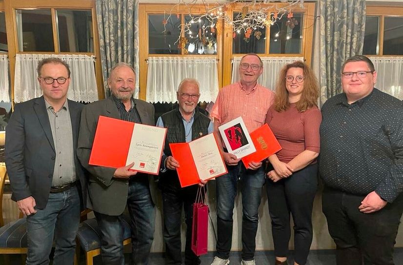 V.l.: Michael Simon, MdL, Egon Baumgarten, Dieter Ney, Klaus-Peter Müssig, Ruth Greb und Lukas Gorges.