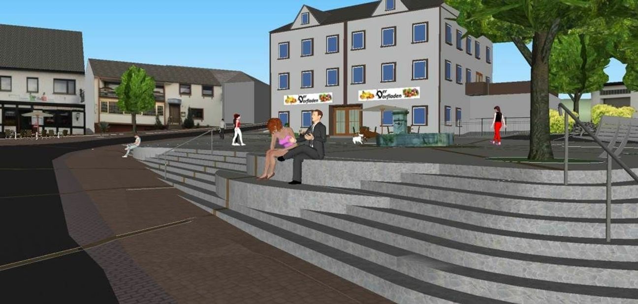 So könnte der neue Dorfplatz in Schmidtheim nach Vorstellungen von Studenten einmal aussehen. Eine Entscheidung ist aber noch lange nicht getroffen. Bild: Gemeinde Dahlem