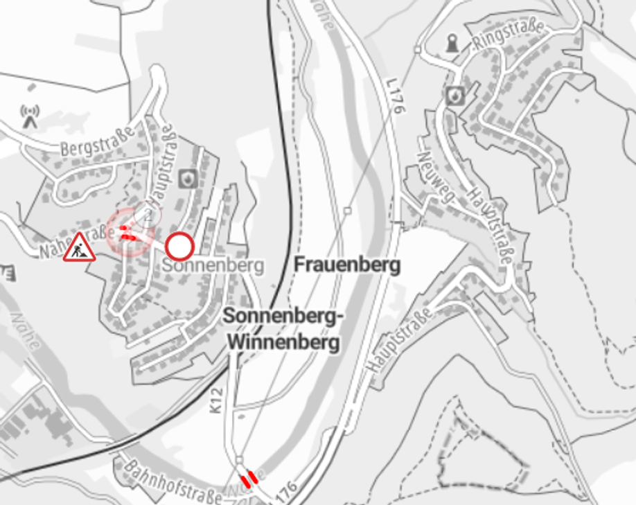 Die K 12 zwischen Sonnenberg und Frauenberg bleibt weiter gesperrt.