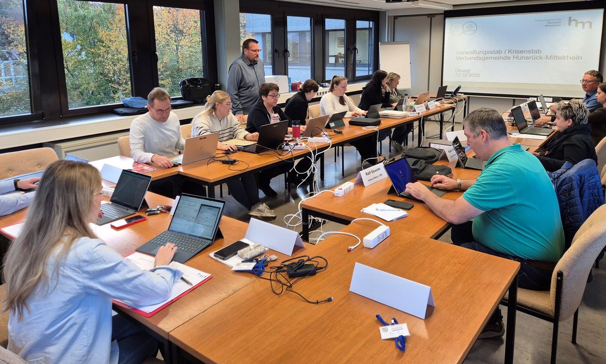 Verwaltungsstab / Krisenstab der Verbandsgemeinde übte den Ernstfall.