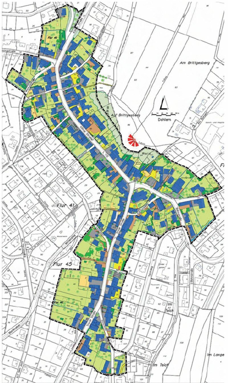 So sieht das Plangebiet im historischen Ortskern von Dahlem aus, in dem Hauseigentümer mit finanzieller Unterstützung rechnen können.