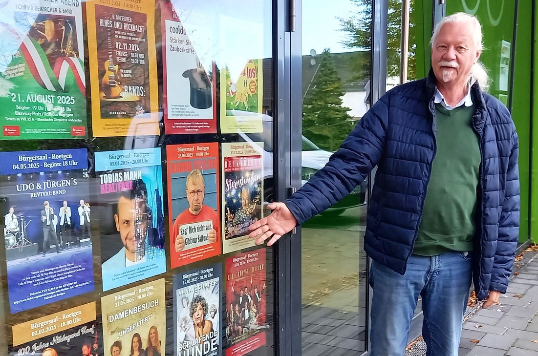 Norbert Siebertz präsentiert am Roetgener Bürgersaal ein Fenster voller Events.