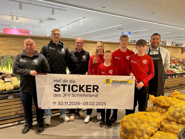 Vorfreude auf die Stickerstars-Aktion: Edeka Ziegler und der JFV Schieferland bereiten alles für den großen Start am 30. November vor.