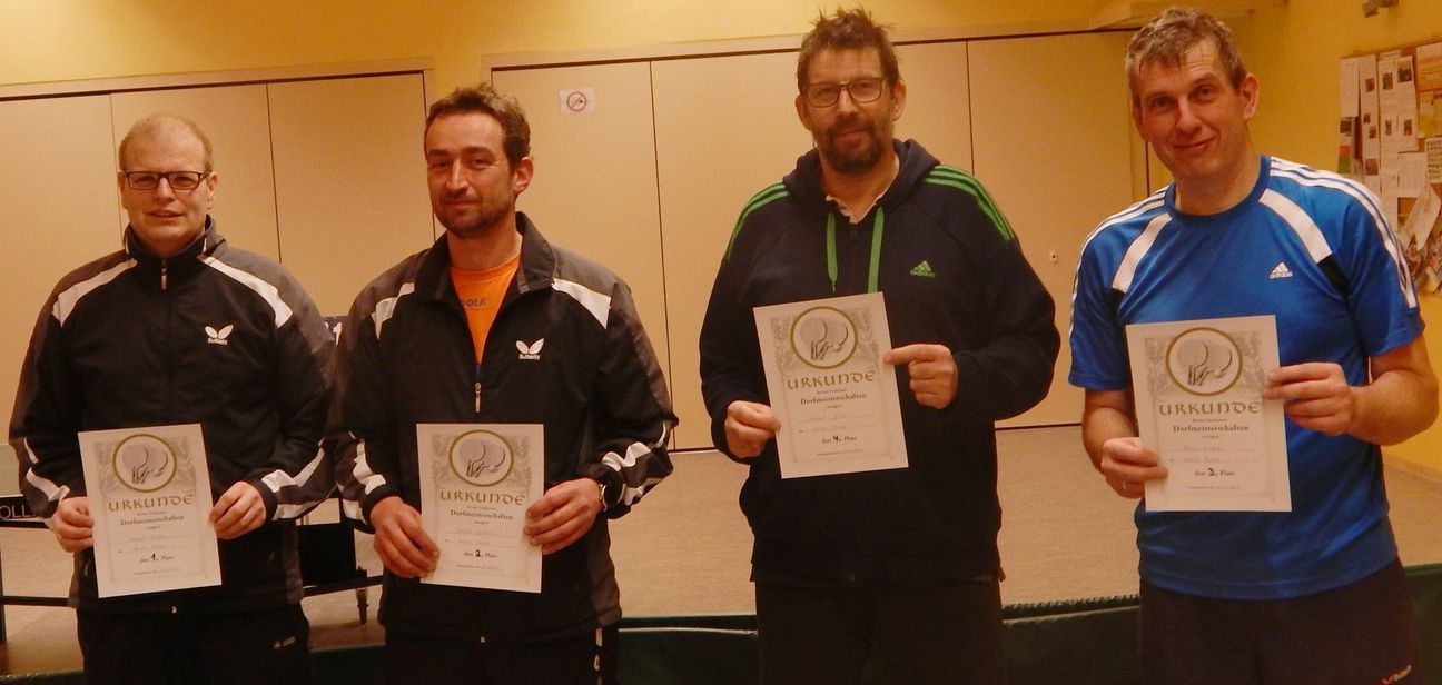 Die Sieger des Herren Einzel: Helmut Nober, Stefan Schmitz, Hubert Girten  und Alois Nober (v.l.)