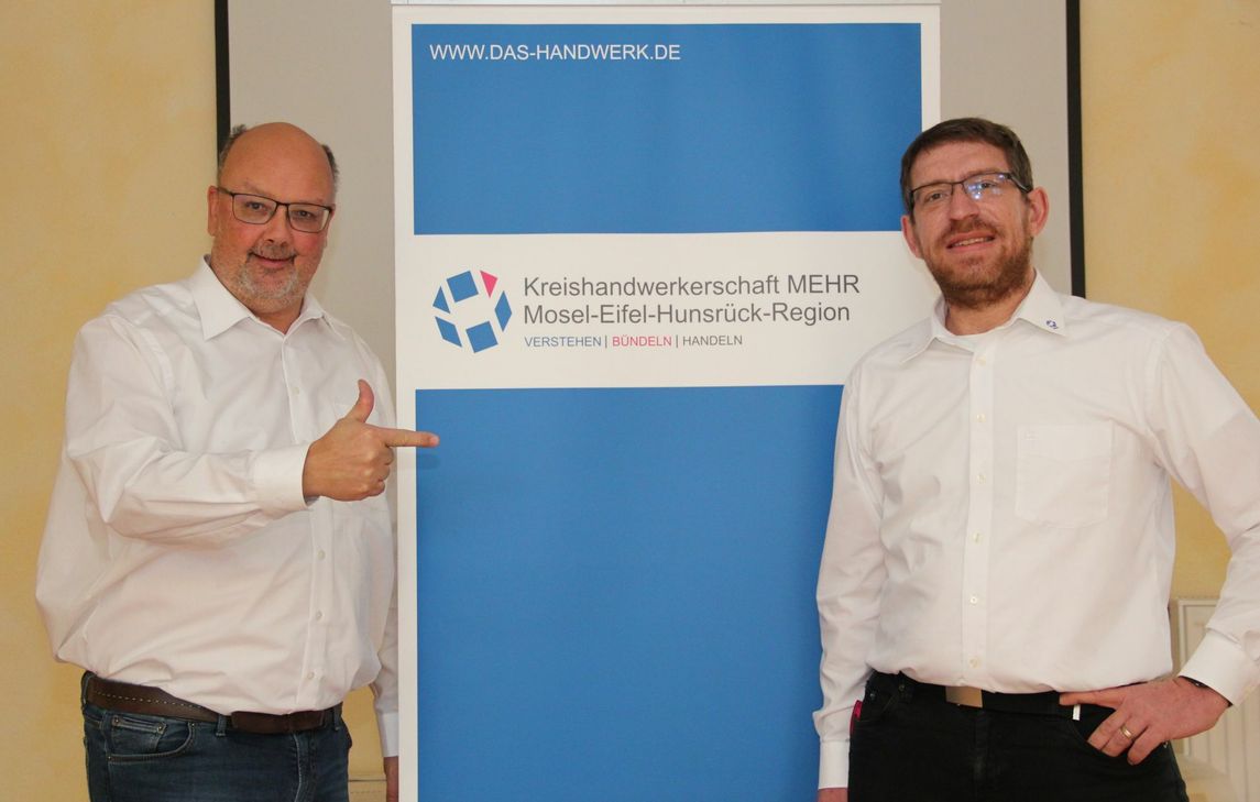 Gemeinsam für die Kreishandwerkerschaft Mosel-Eifel-Hunsrück-Region: Geschäftsführer Dirk Kleis (links) und sein Stellvertreter Christian Weirich.