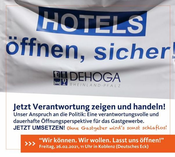 Die Mahnwache steht unter dem Motto: „Wir können. Wir wollen. Lasst uns öffnen!“ Foto: DEHOGA