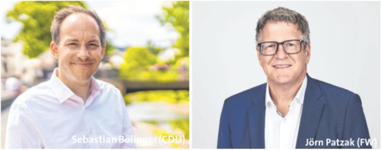 Zwei Kandidaten - ein Ziel: Sebastian Bölinger und Jörn Patzak bewerben sich in der Stichwahl für das Bürgermeisteramt in der Stadt Wittlich.