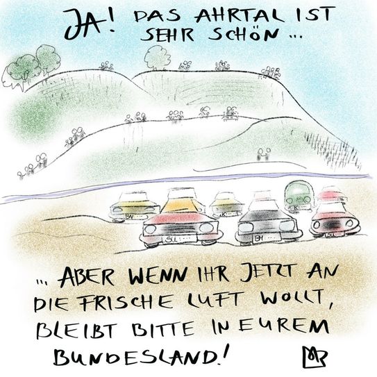 So sieht die Situation im Ahrtal in den Augen einer Illustratorin aus. Illustration: Michaela Dietz