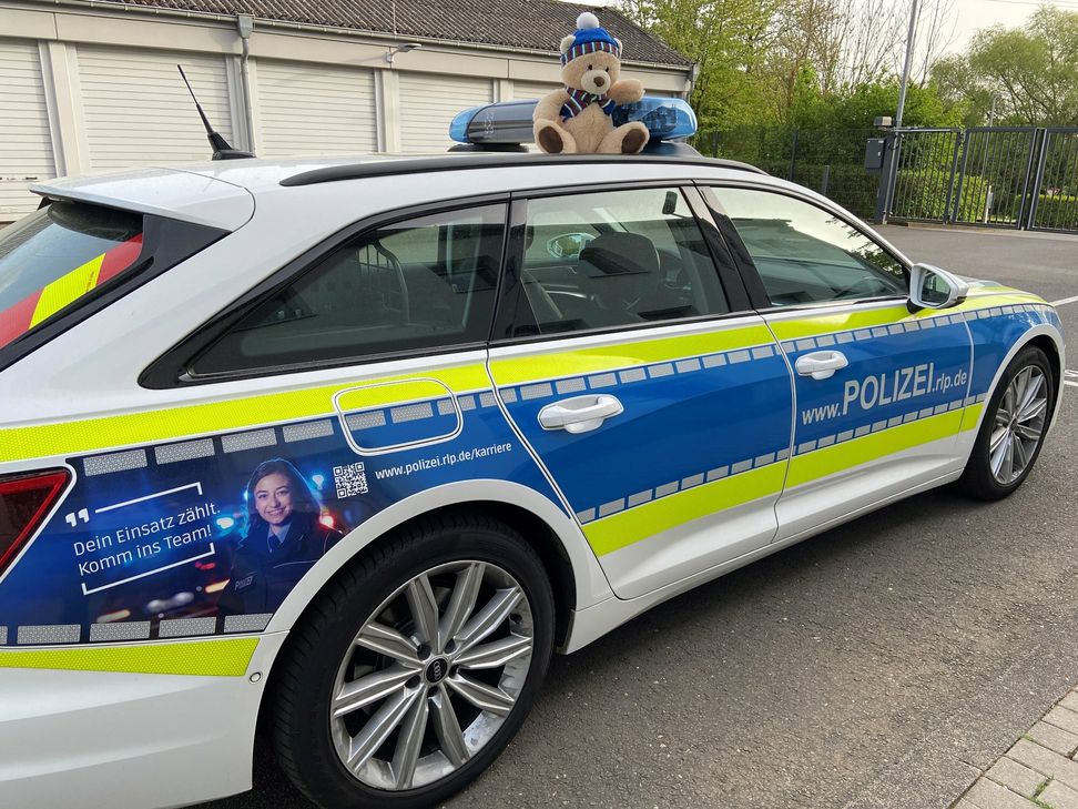 Auf dem Rastplatz Schalkenmehren ist der Polizei ein verwaister Teddy aufgefallen.
