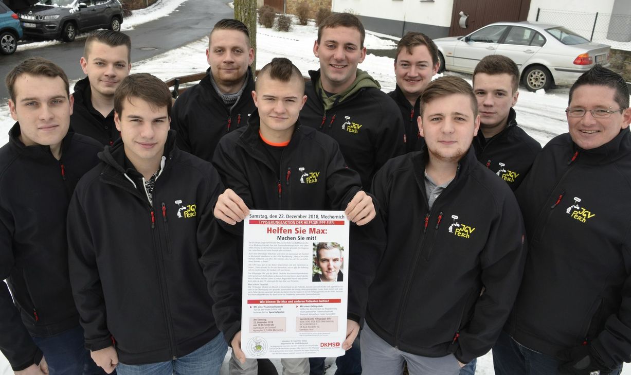 Die jungen Männer des Junggesellenvereins Pesch werden in stattlicher Anzahl zur Typisierungsaktion nach Mechernich kommen. Sie rufen andere Vereine dazu auf, ihrem Beispiel zu folgen. mn-Foto