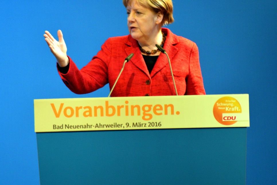 Bundesknzlerin Angela Merkel bei ihrer Rede in Bad Neuenahr.