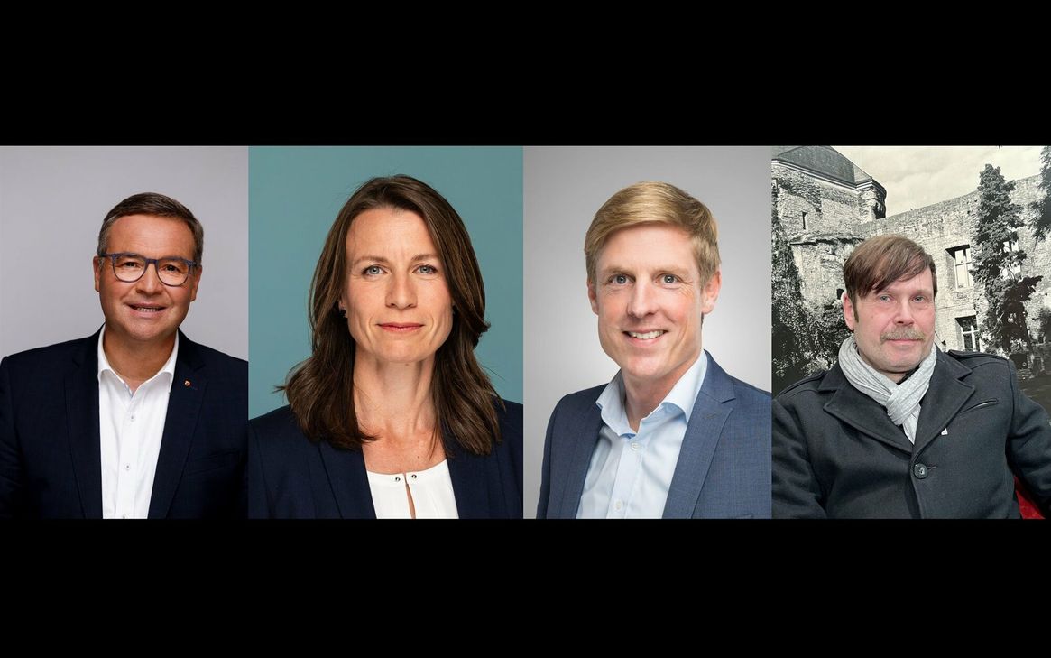 Zur Landratswahl treten Horst Gies (v.l.), Cornelia Weigand, Christoph Schmitt und Dr. Axel Ritter an.