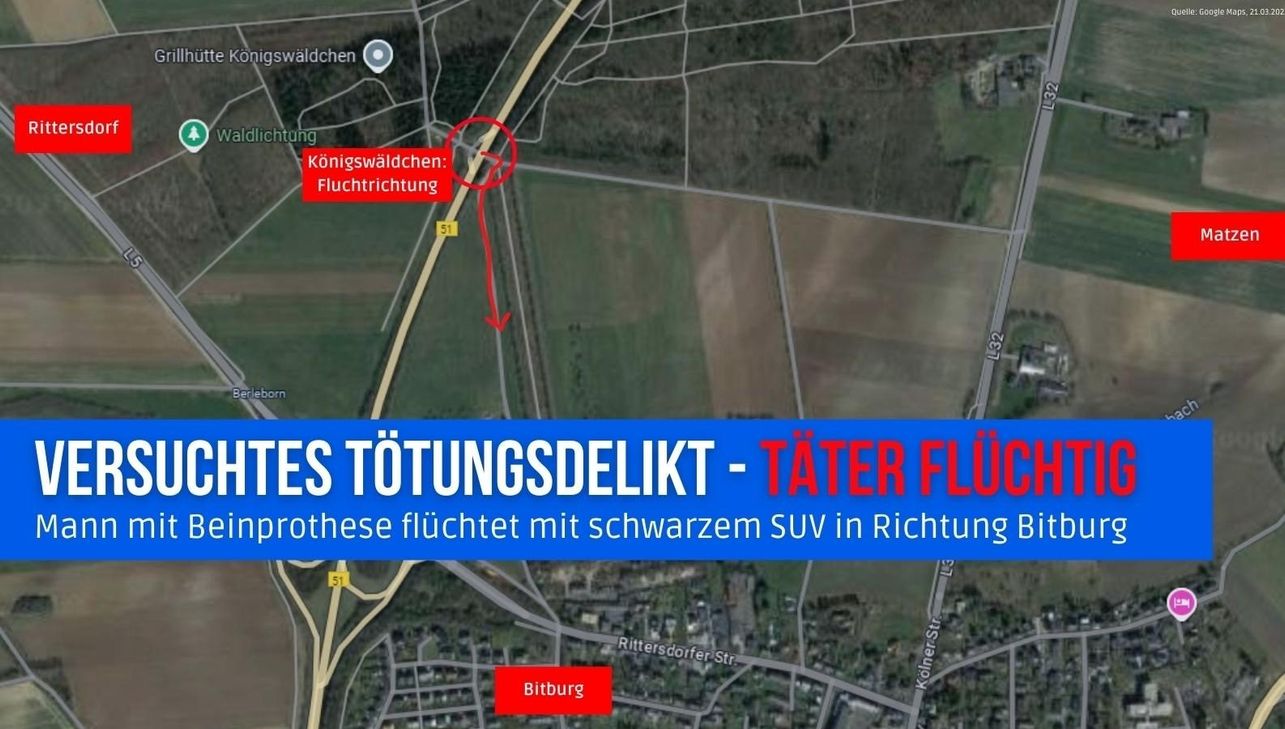 Aufnahme des Tatorts am Parkplatz Königswäldchen.