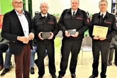 Bei der Preisverleihung gab es zufriedene Gesichter (von links) von Franz Schroeder, Stefan Heck, Sebastian Schumans, Joachim Wynands.   Foto: Günther Sander