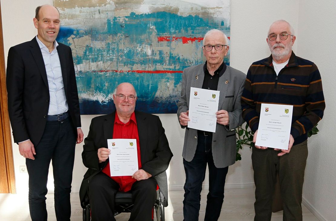 Landrat Volker Boch, Uwe Kramer, Peter Werner und Jürgen Rauch.