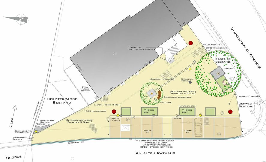 So sieht der Gestaltungslageplan  für den neuen Stadteingang in Schleiden aus. In acht Wochen will man fertig sein. Planfoto: Ingenieurbüro Linscheidt