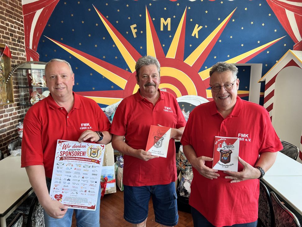 Manfred Klöcker (v.li.), Albert Meyer und Michael Sander vom FMK freuen sich auf ein stimmungsvolles Sommerfest – denn mit 66 Jahren ist noch lange nicht Schluss.