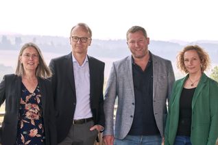 Das Leitungsteam heute (v.l.): Vorständin Rita Seeger mit Christoph Schwickart, Jens Müller und Martina Altmaier.