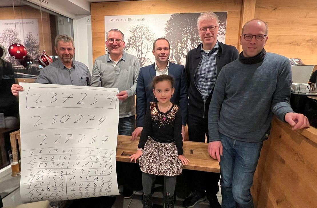Vertreter des Gewerbevereins Simmerath und Losfee Marie zogen die Gewinnkombinationen der diesjährigen Weihnachtsverlosung.