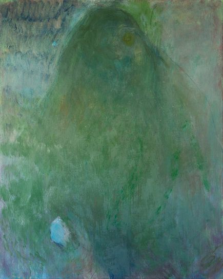 Sebastian Böhm, Aleppo Rorschach, 2017, Eitempera, Öl, Kohle, Jute, 200 x 160 x 5 cm