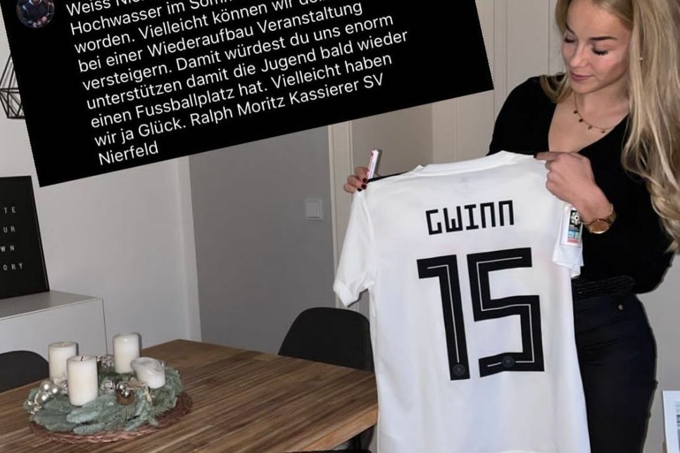 Über Instagram hatte Giula Gwinn ein handsigniertes Trikot der Nationalmannschaft verlost und Ralph Moritz hatte es für den SV Nierfeld gewonnen. Foto: Privat