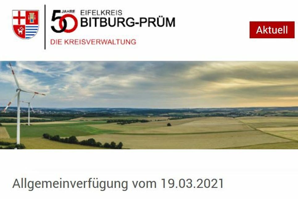 Screenhot/Seite der Kreisverwaltung Bitburg-Prüm