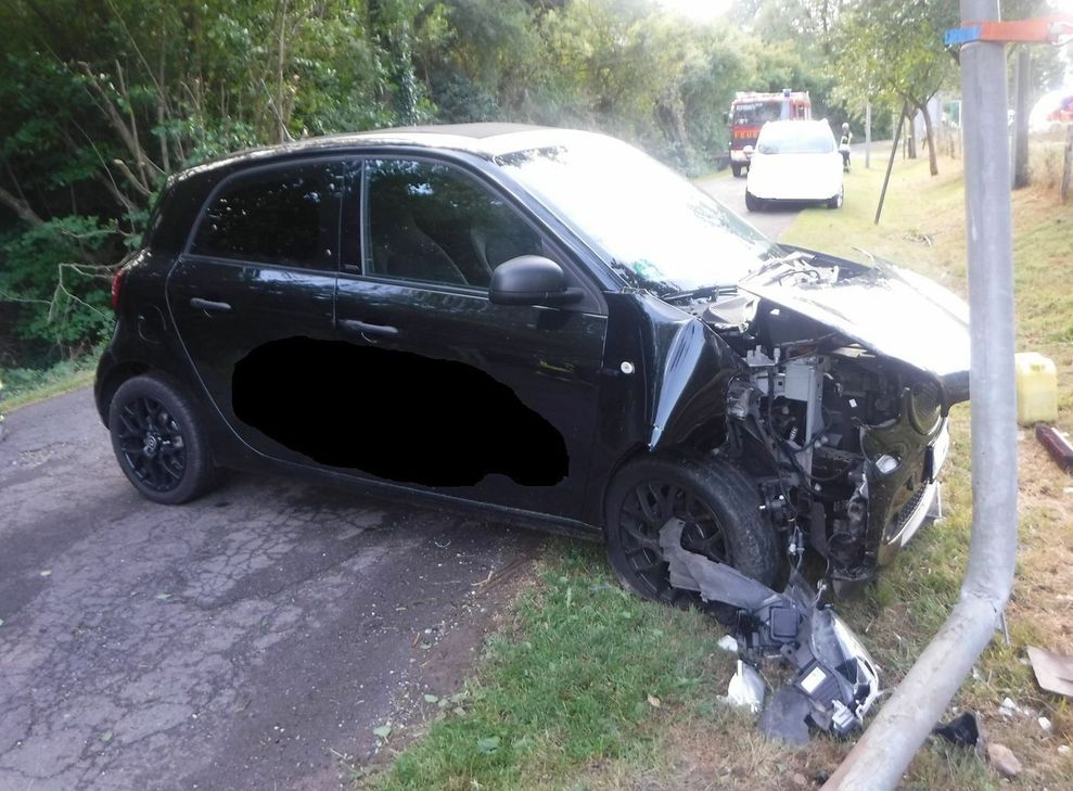 An einer Straßenlaterne endete die Fahrt für eine 18-jährige Fahranfängerin. Foto: Polizei