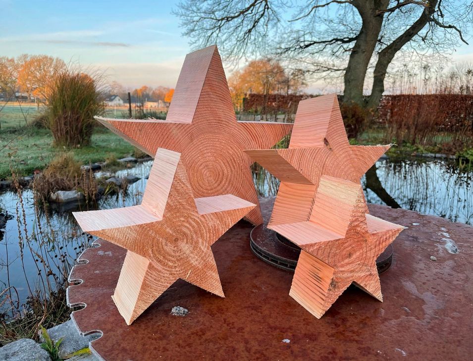 Dekorative Holzsterne erstellten das Sägewerk Steffens sowie die Zimmerer und Dachdecker Krings und Reinke für einen guten Zweck. 8000 Euro kamen für den »Driescher Hof« und die Hauptschule Aretzstraße in Aachen zusammen.