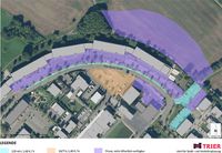 Die öffentlich nutzbaren Parkplätze (beige und grün markiert) liegen an der Max-Planck-Straße oder sind von dort aus zugänglich.
