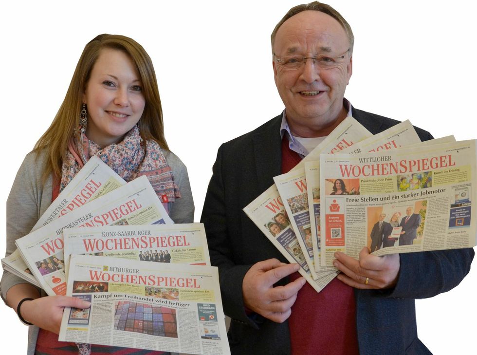 Die WochenSpiegel-Mitarbeiter Saskia Backes und Fred Fuchs freuen sich auf rege Beteiligung an unserer Umfrage.