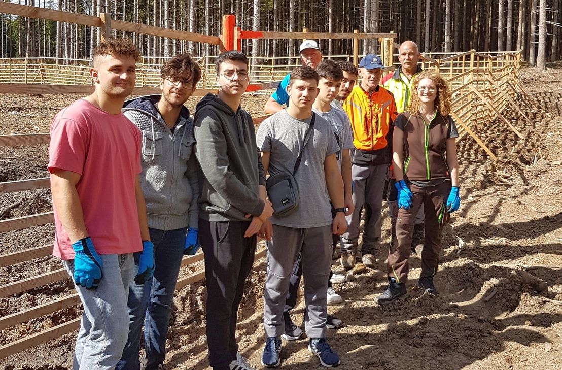 Vor Ort beim Wildgatterbau.