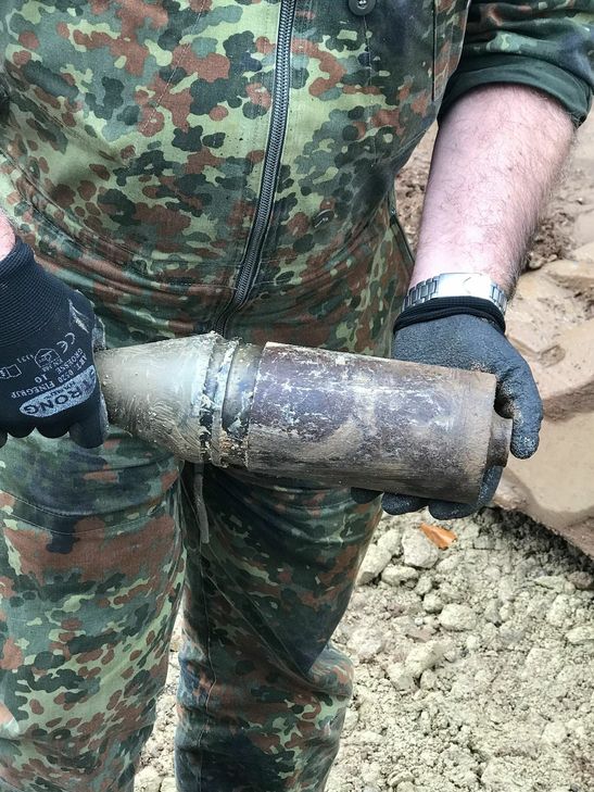 Diese Übungsgranate wurde bei den Bauarbeiten in der Thyrsusstraße gefunden. Foto: Presseamt Trier