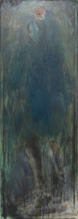 Sebastian Böhm, Krabat, 2022, Öl, Kohle, Leinwand 170 x 60 x 4,5 cm
