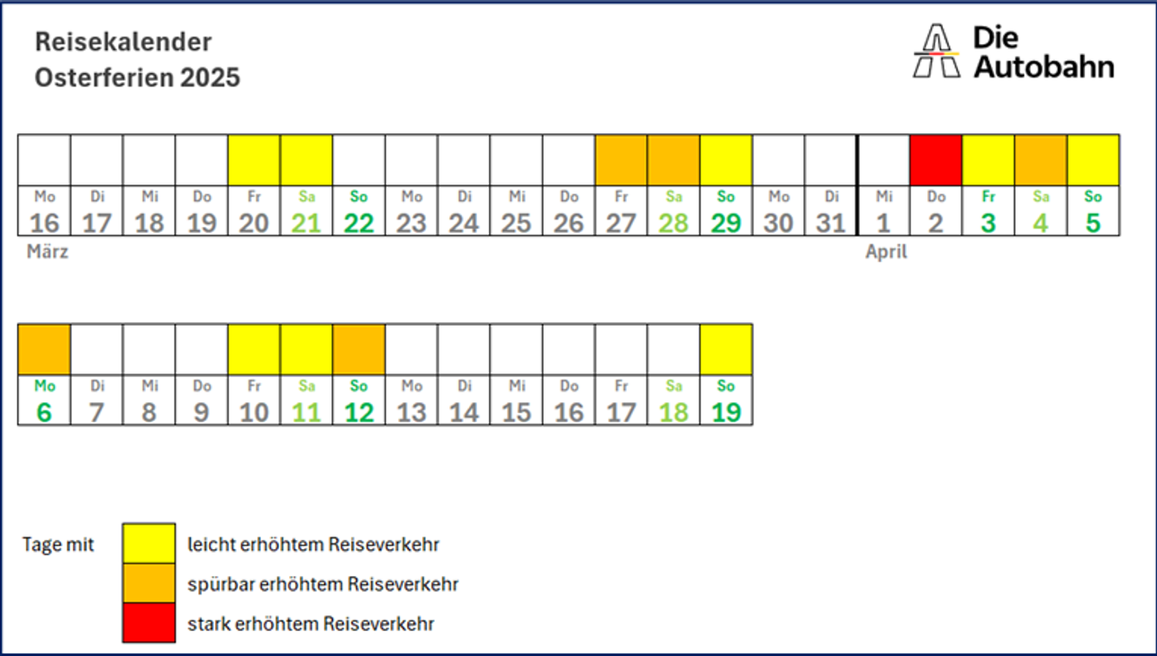 Reisekalender für die kommenden Ferien. (2026*)