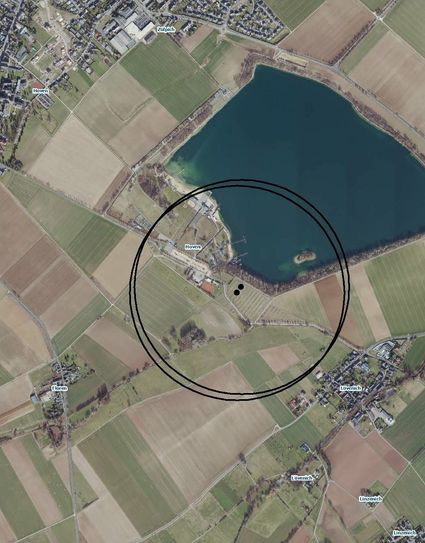 Auf dieser Grafik ist zu erkennen, wo sich die beiden Bombenblindgänger befinden und welcher Bereich während der Entschärfungen evakuiert werden muss. Grafik: Stadt Zülpich
