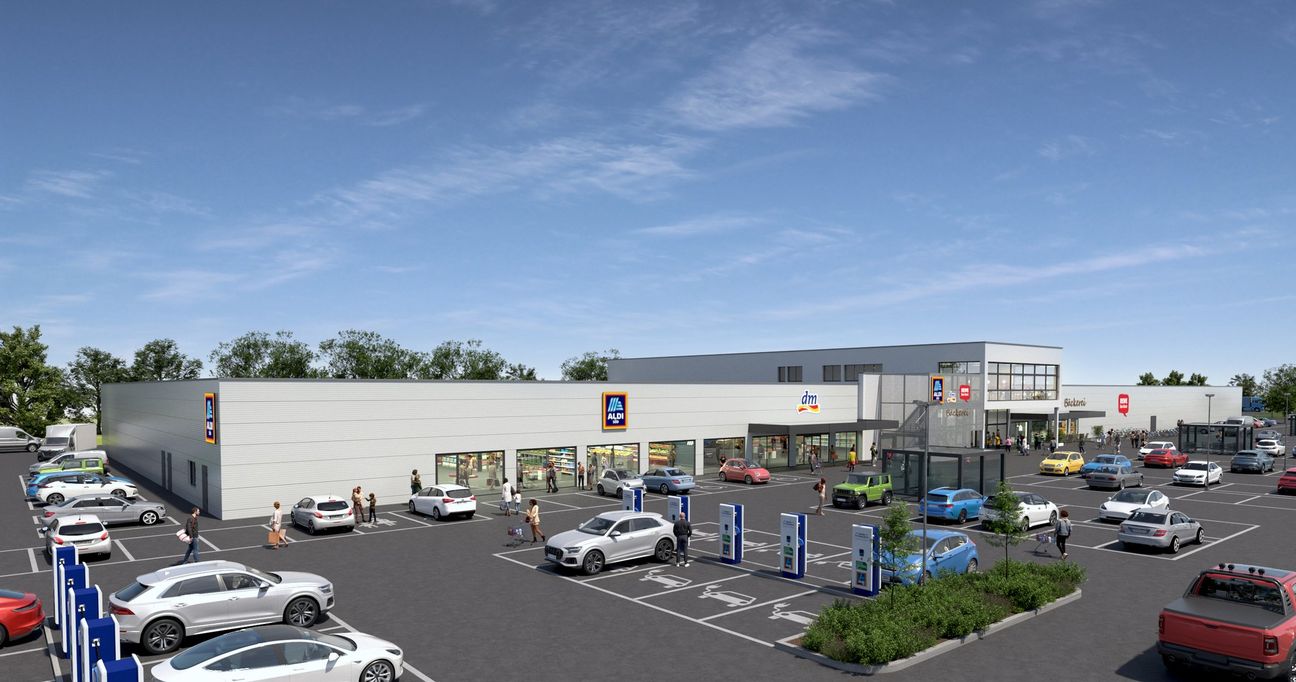 Visualisierung des neuen Einkaufscenters bei Kenn.